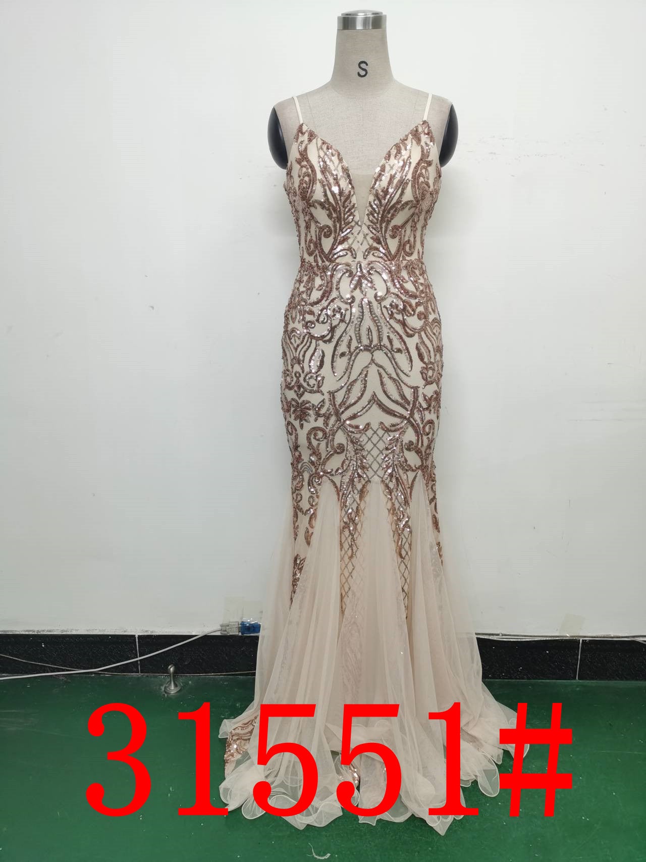 Floral Sequin Mesh Evening Dress 23