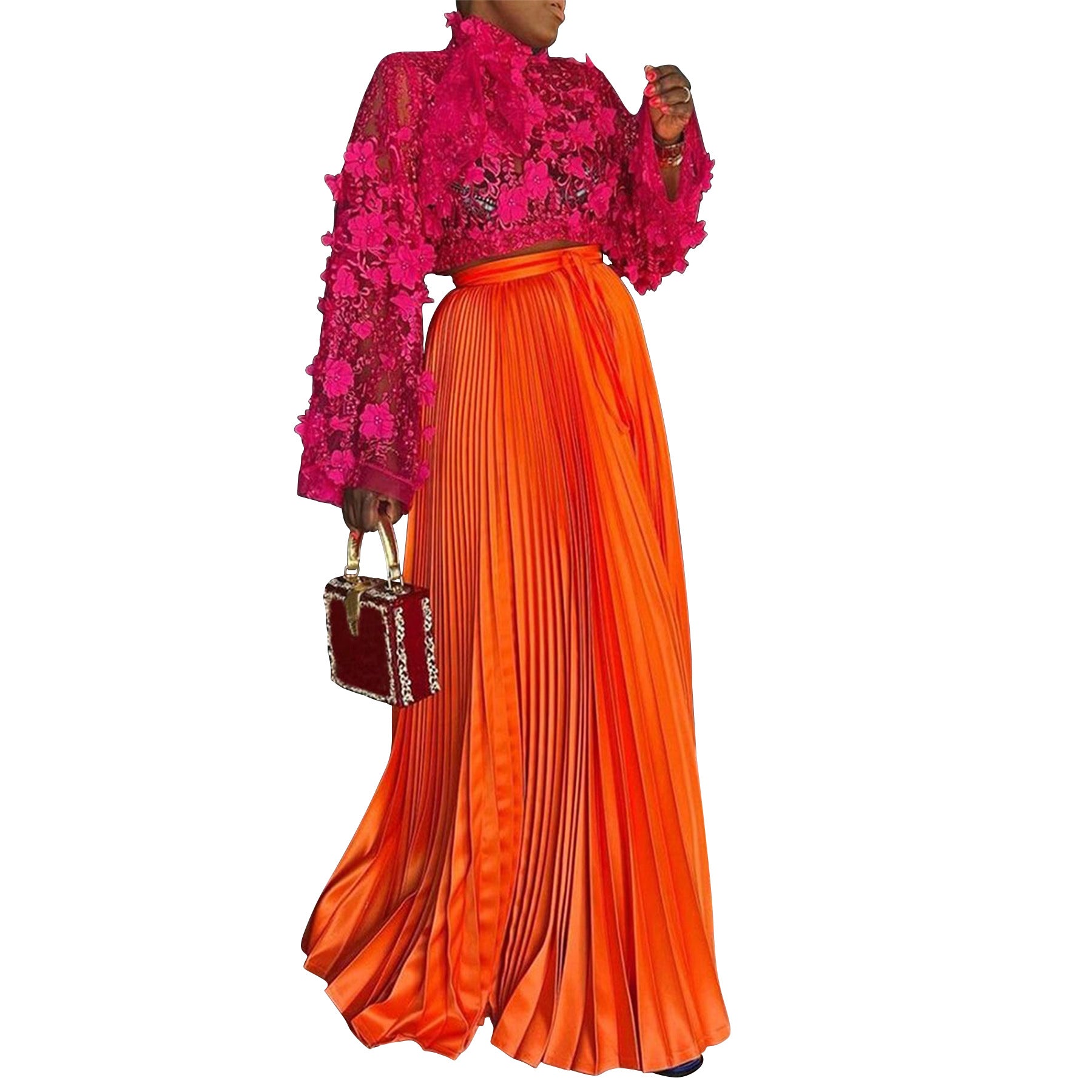 Pleated Solid Color Plus Size Skirt 5