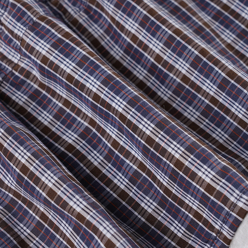 Women's Plaid Lace Trim Elastic Tie-Waist Trendy Woven Short Shirt Set 39