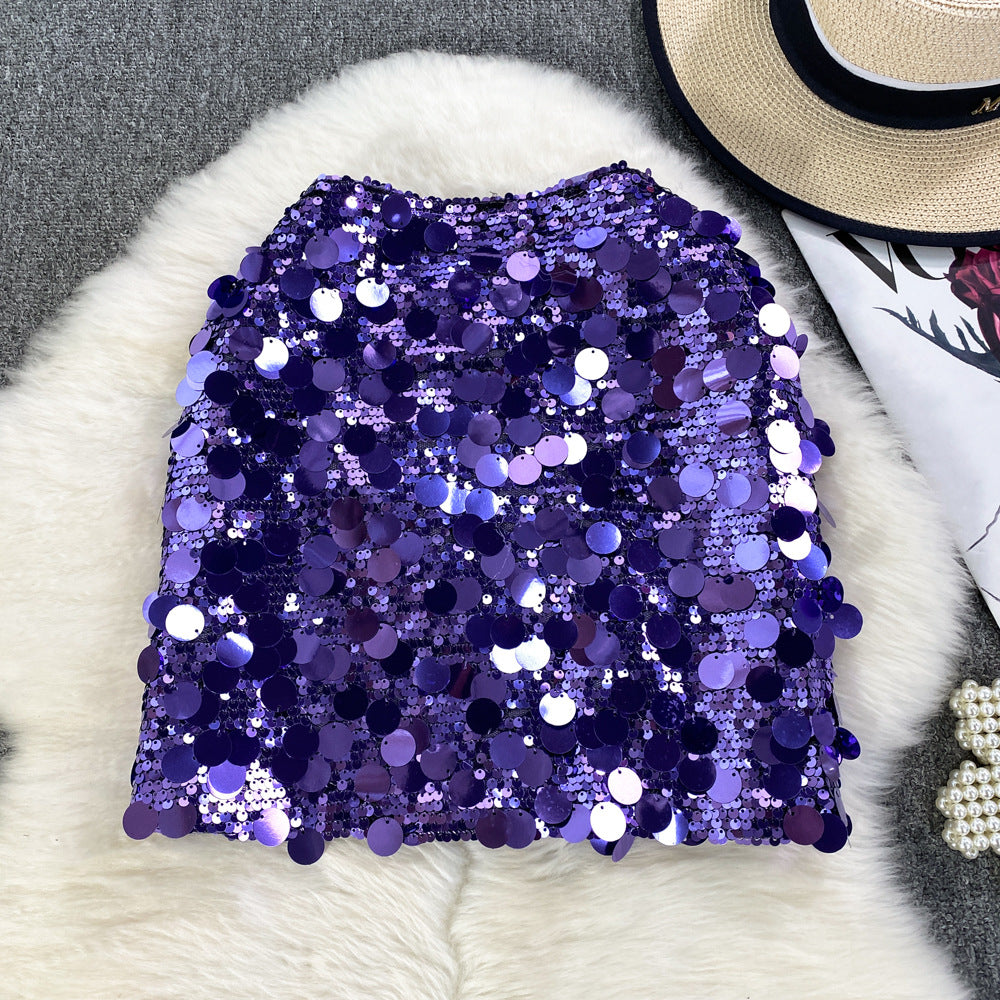 Women Summer Bodycon Sequined Skirt 8