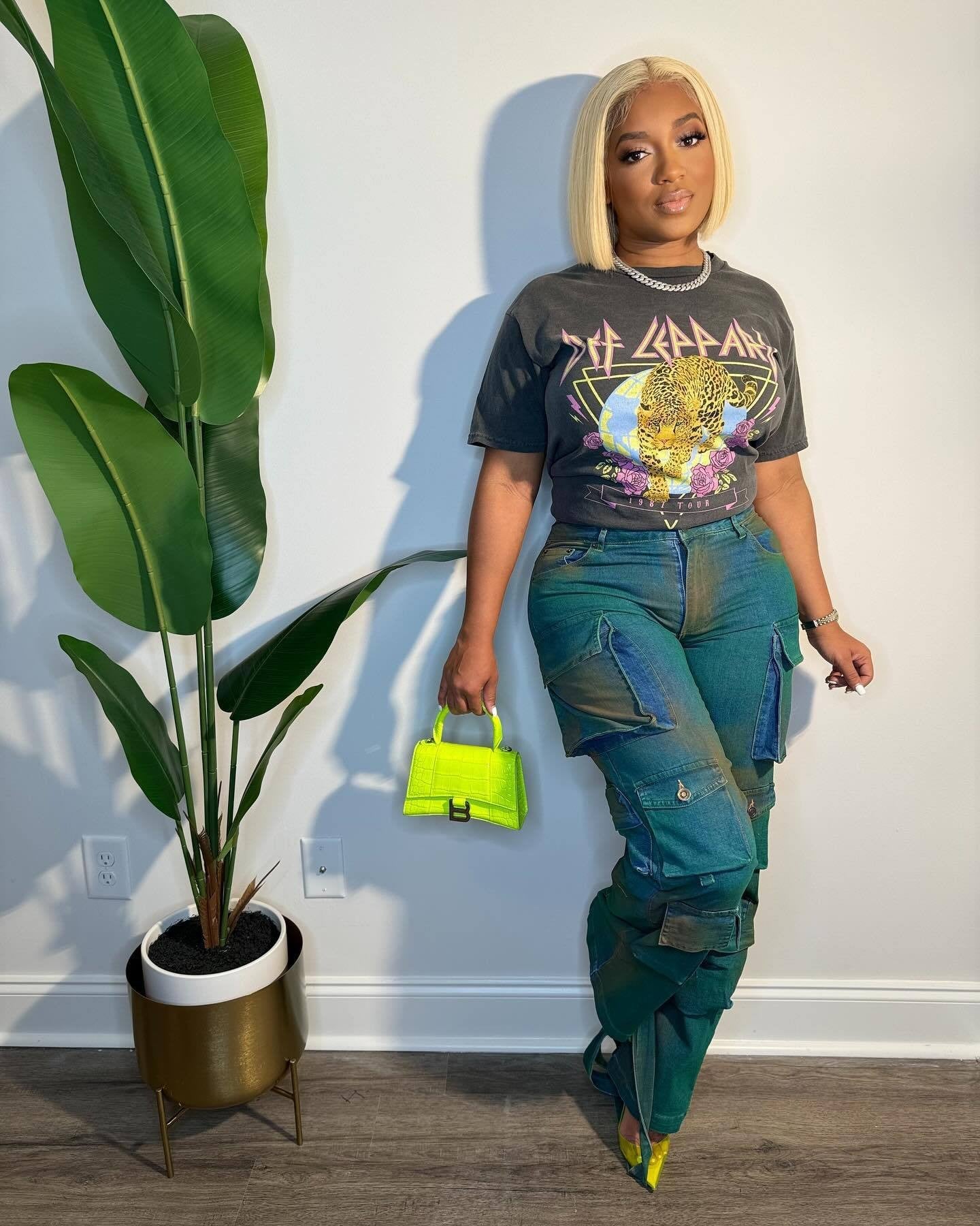 Women street multi-pocket Cargo Denim Pants