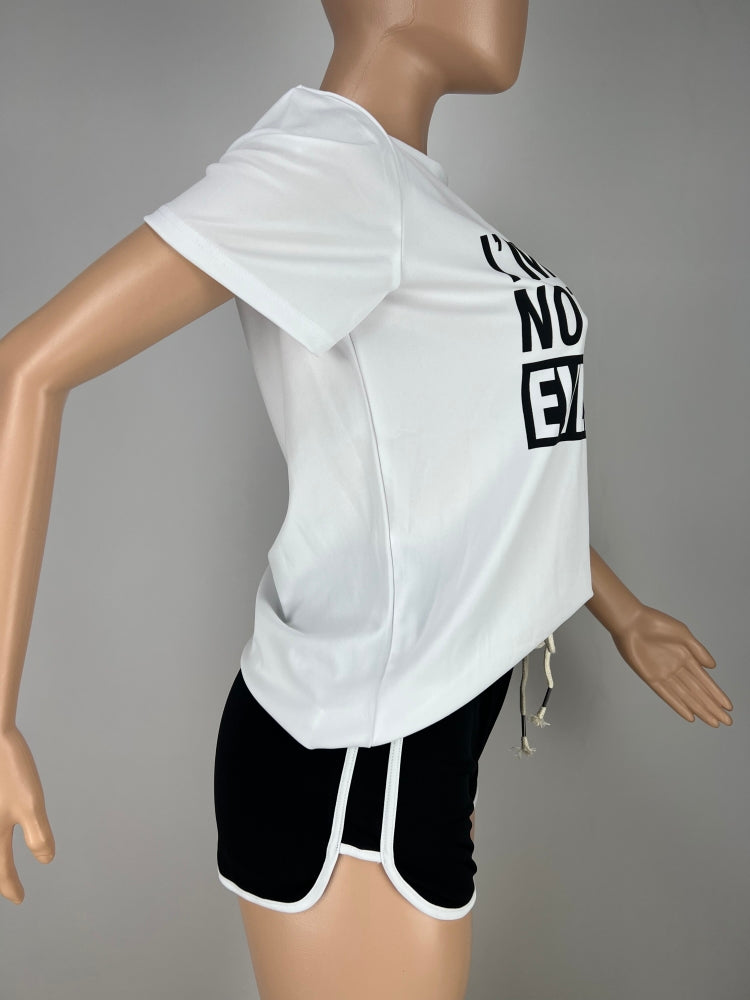 Women'S Contrasting Color English Letter Print Tracksuit Sports Two-Piece Shorts Set 15