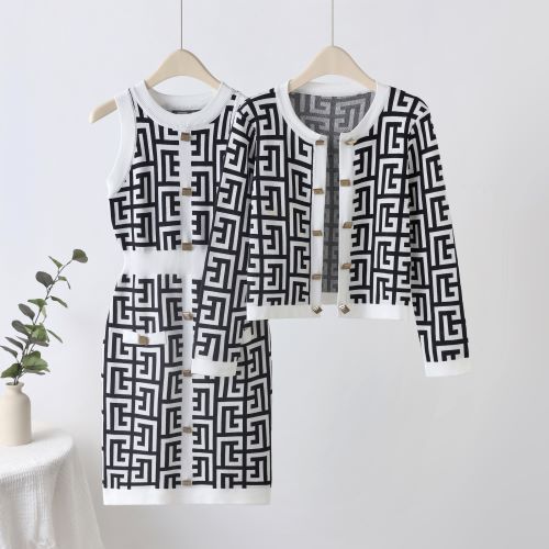Women Cardigan Jacket Bodycon Dress Knitting Two-Piece Set 9