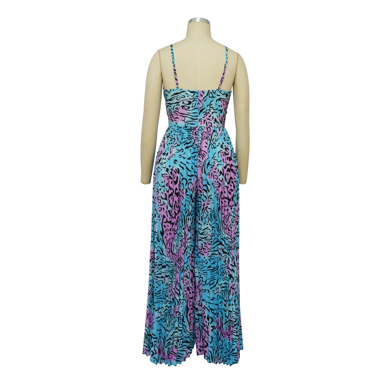 Ladies Fashion Printed Strap Pleated Jumpsuit 19