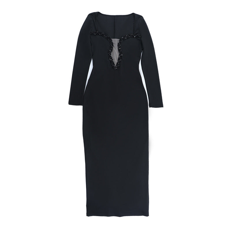 Chic Glitter Dress Tight Fitting Fishtail Party Evening Gown Long Dress 8