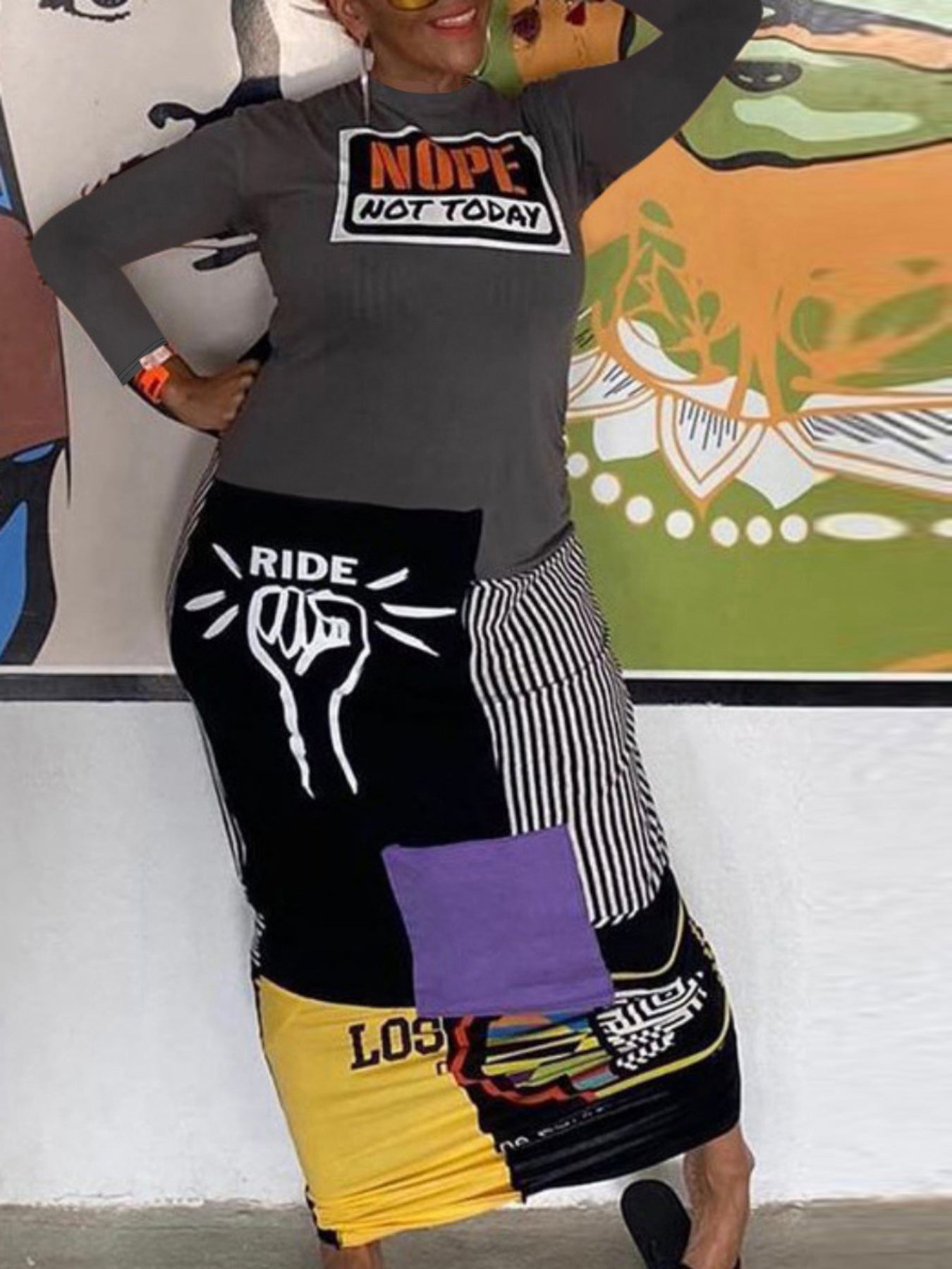 Printed Letter Long Dress 3