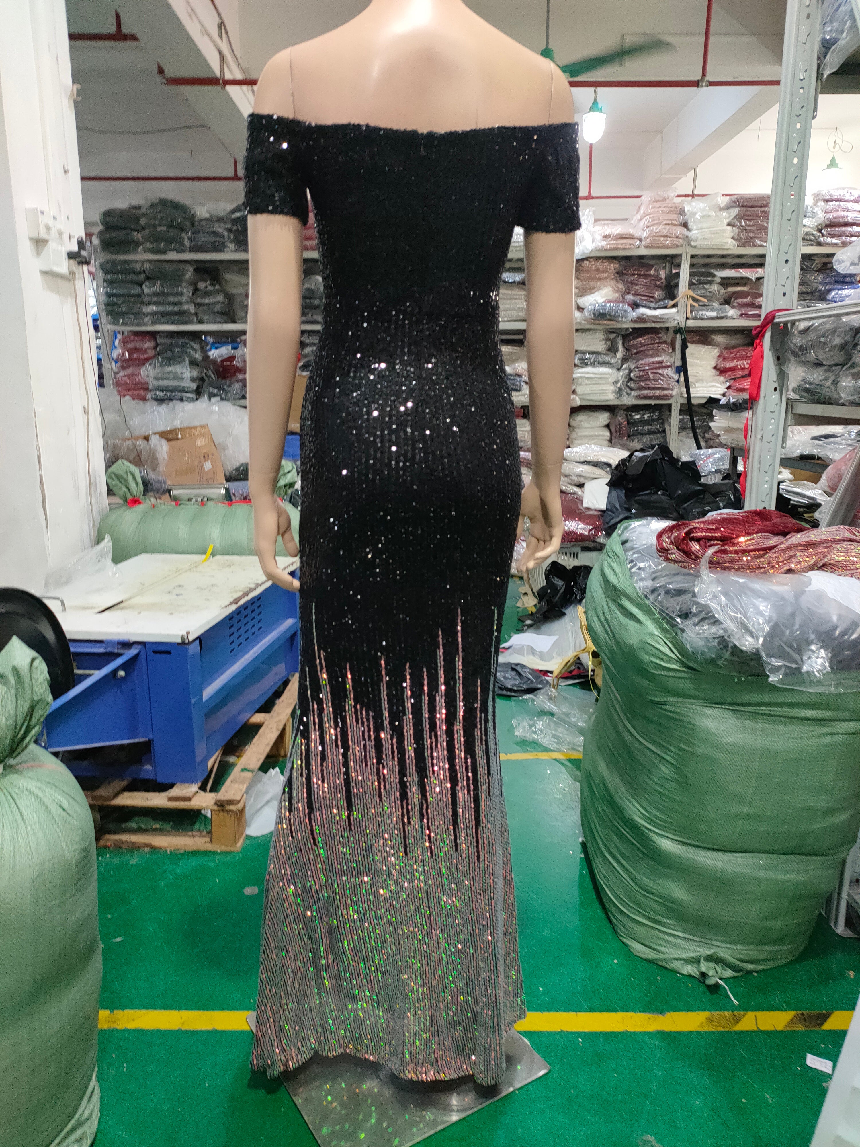 Sexy Off Shoulder Sequin Fishtail Long Dress Mermaid Evening Dress 16