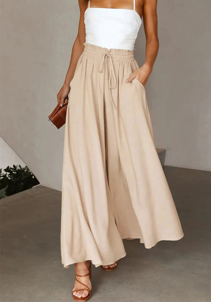 Plus Size Women Summer Casual Loose Wide Leg Pants Belt