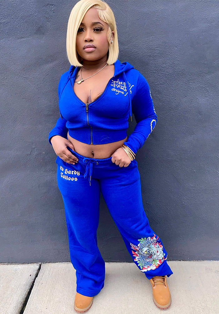 Women printed long-sleeved Top and Pant two-piece set