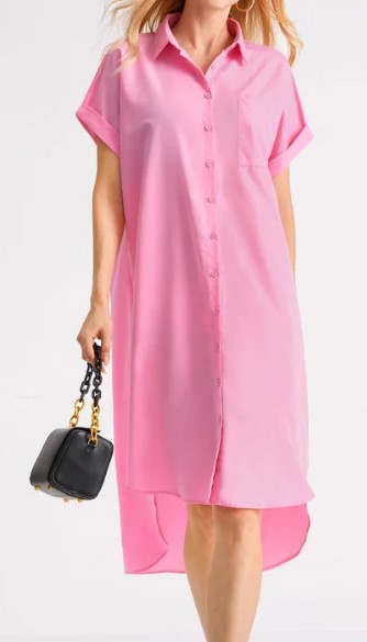 Summer Short Sleeve Solid Color Printed Abstract Shirt Dress 15