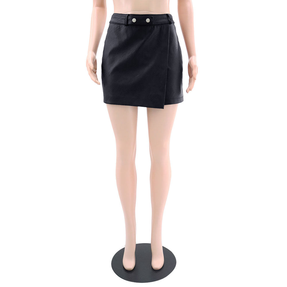 Trendy Slim Waist Short Loose Women's Pu Leather Culottes Shorts 13