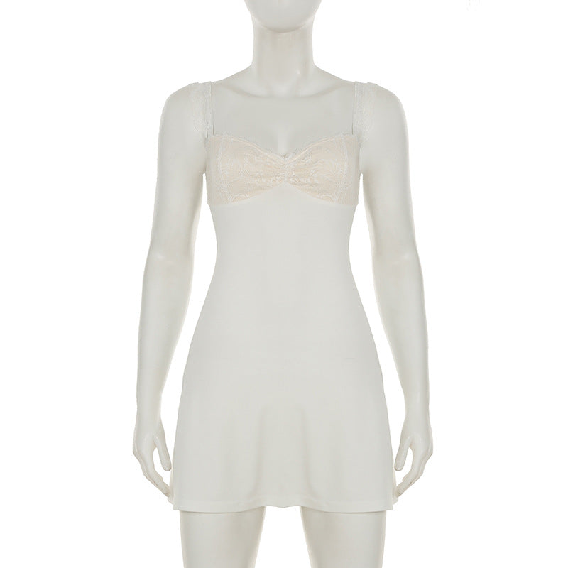 Women Lace Patchwork Sexy Backless Lace Sundress 4