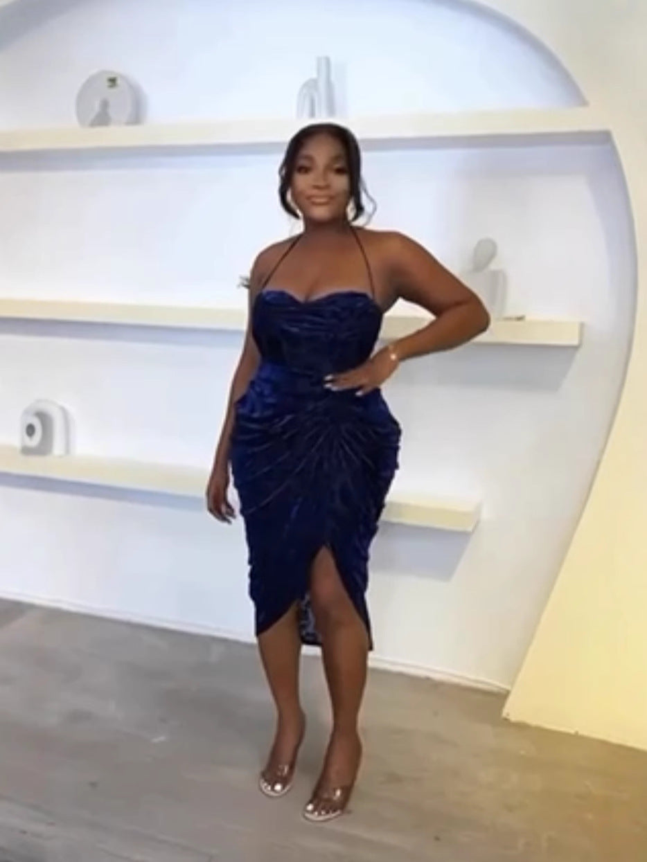 Women Halter Neck Sexy Backless Bodycon Sling Bodycon Dress 6