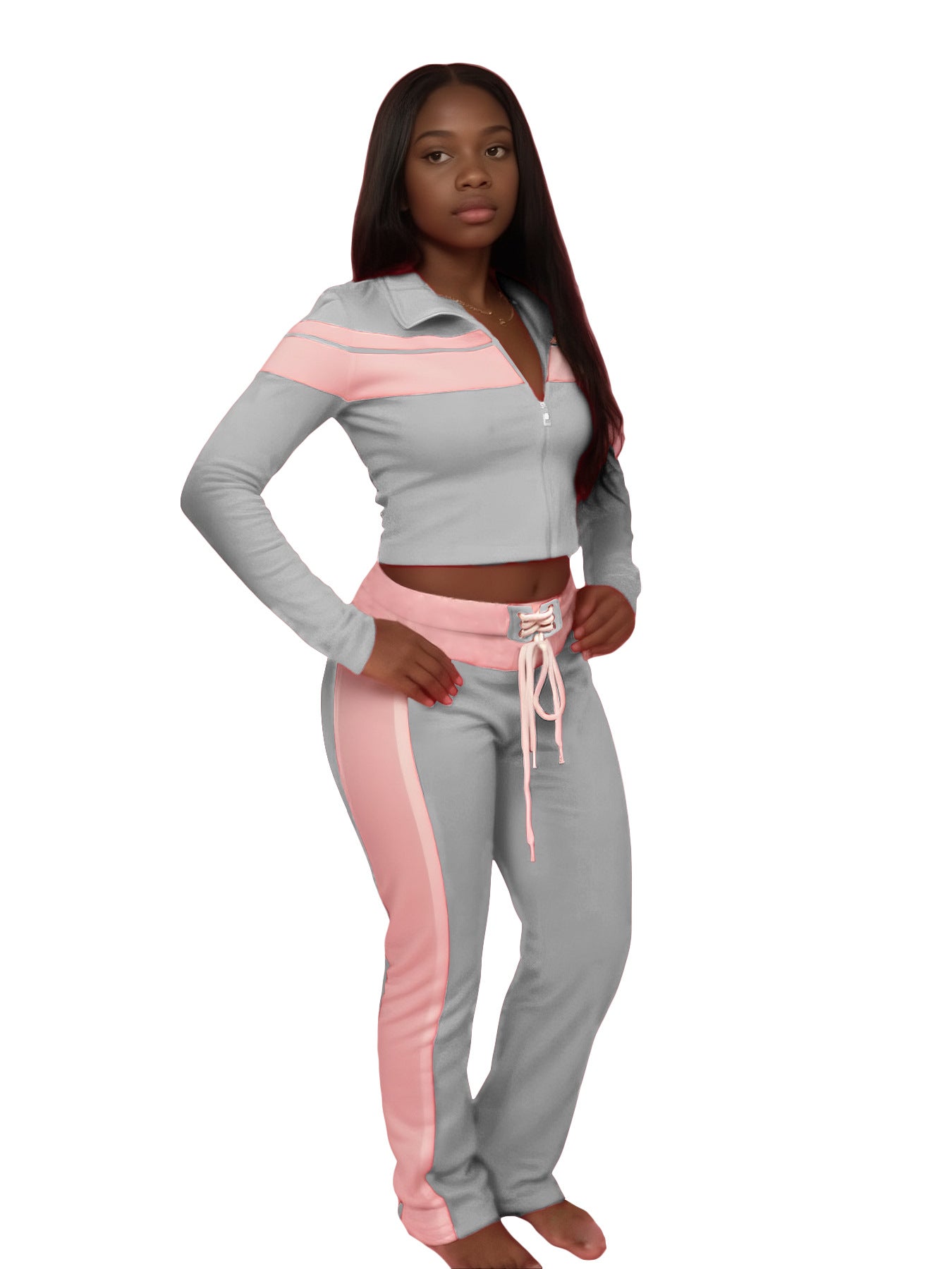 Fashionable Women's Printed Patchwork Long-Sleeve Three-Piece Pants Set 7