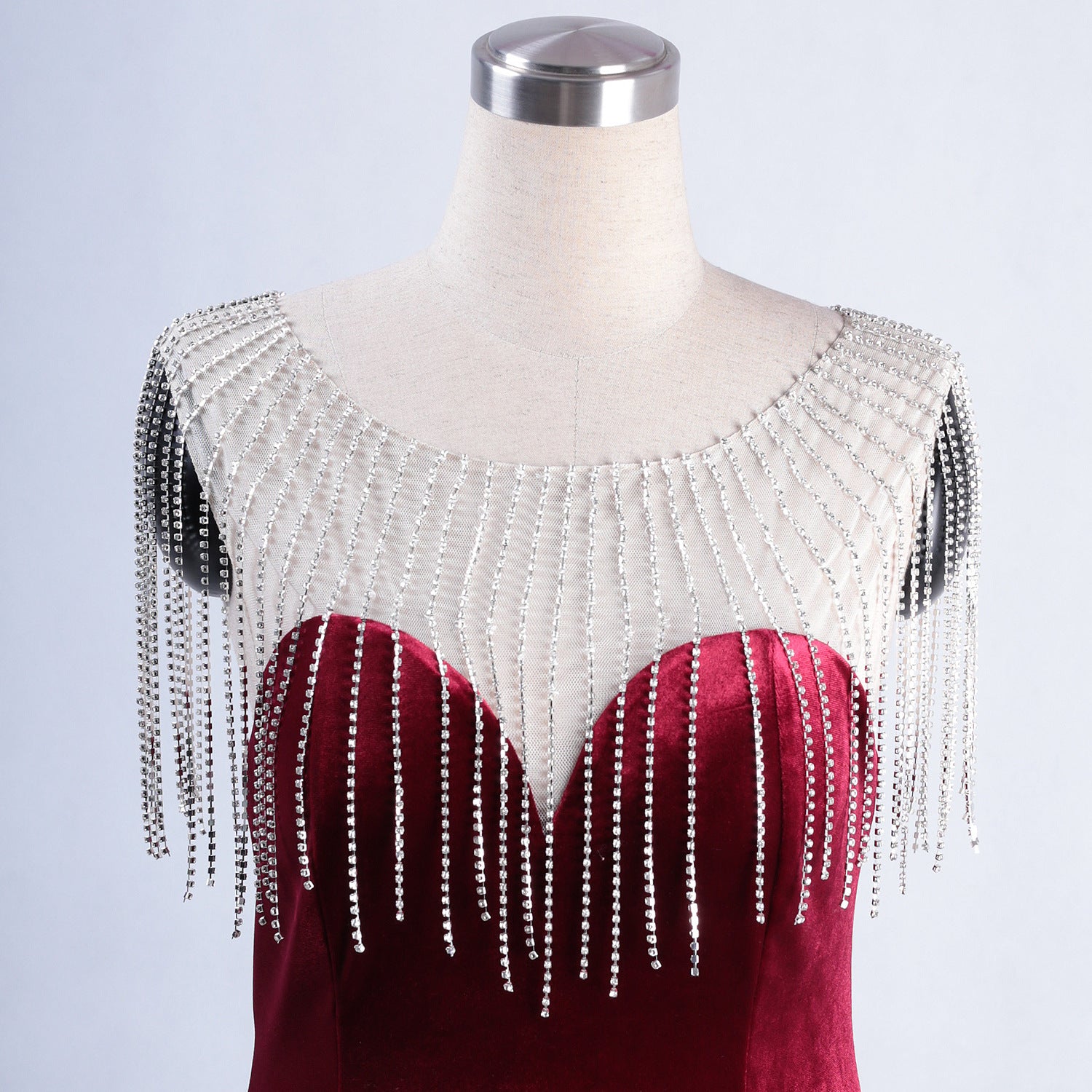 diamond chain velvet evening dress Formal Party long slim and elegant mermaid Prom Dress 42