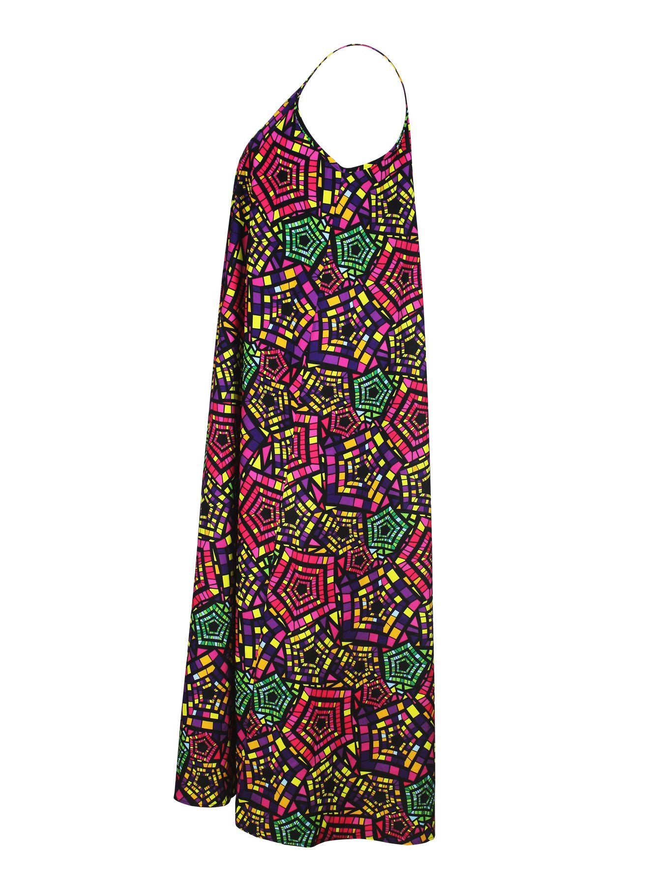 Plus Size Women Elegant Suspender Print Dress 7