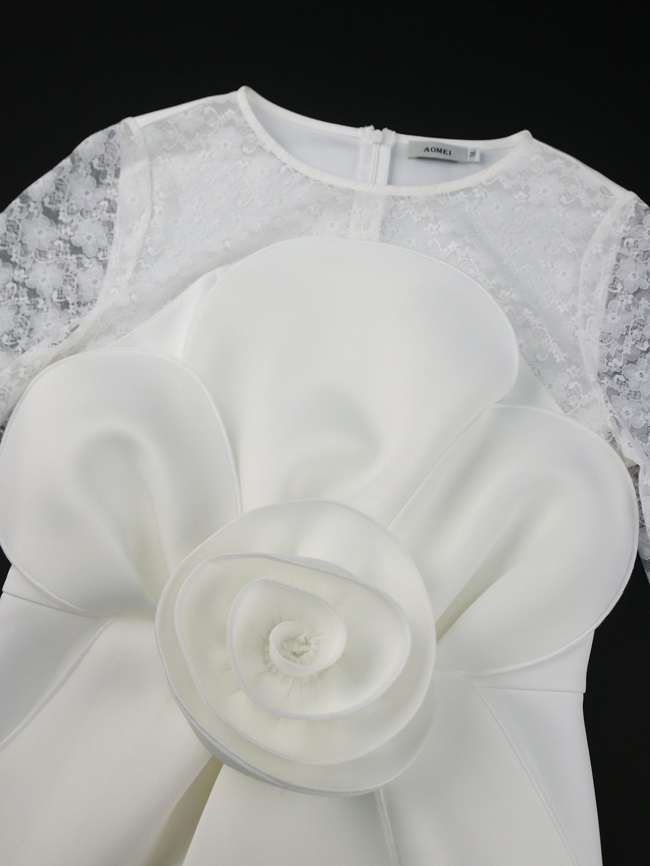 Long-Sleeved Lace Wedding Bow Party Dress 14