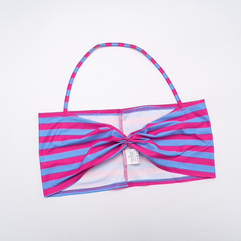 Women Contrast Striped Halter Neck Top and Capri Pants Two-Piece 34