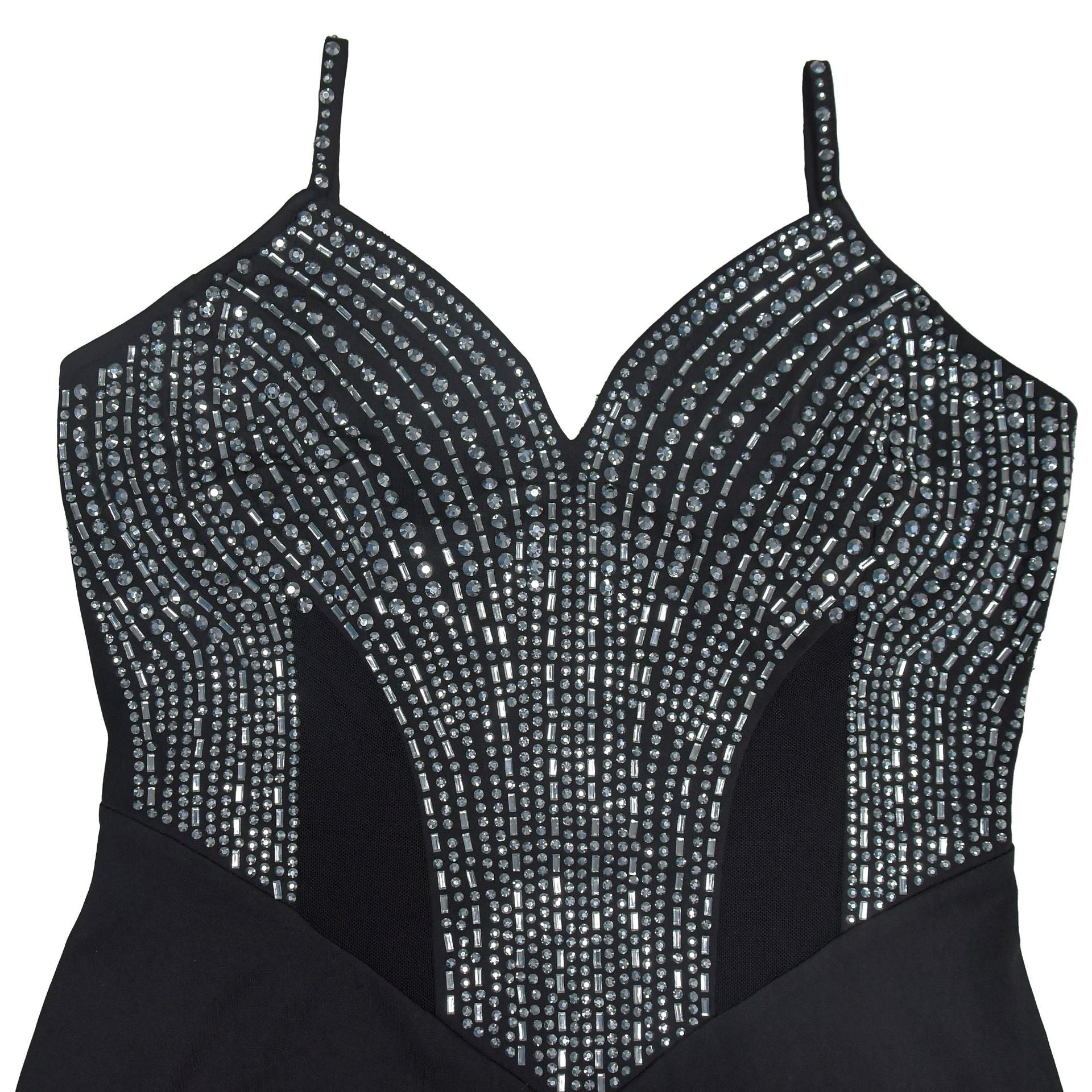 Fashionable Women's Strap V-Neck Beaded Slit Long Dress 12