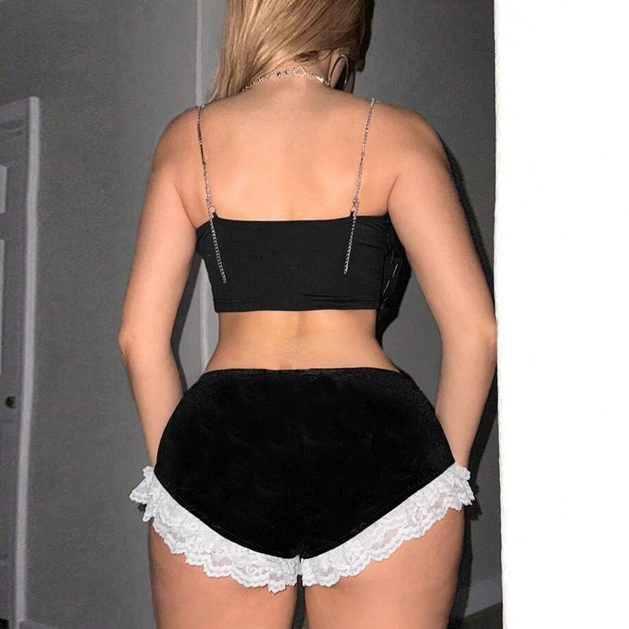 Women Spring and Summer Patchwork Contrast Shorts 5