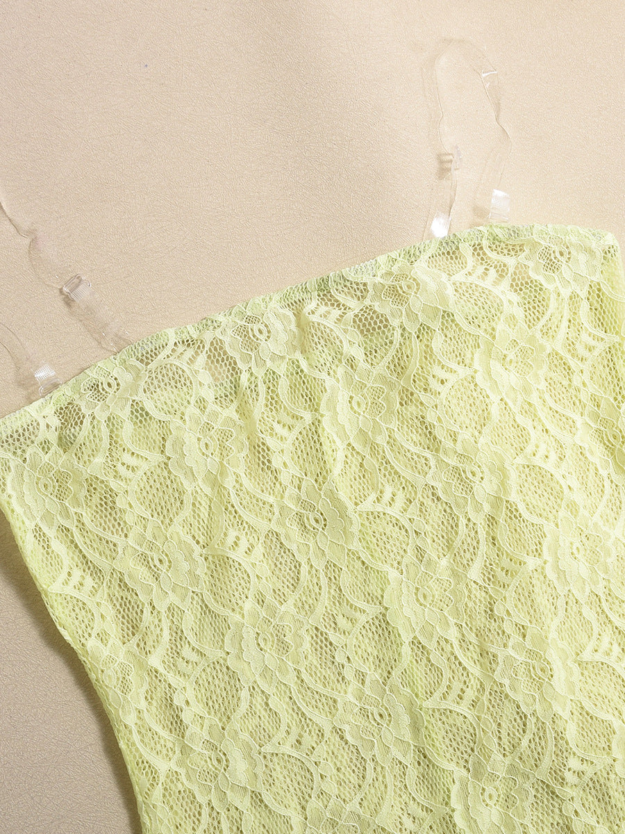 Summer Sexy Lace See-Through Strapless Dress for Women 14