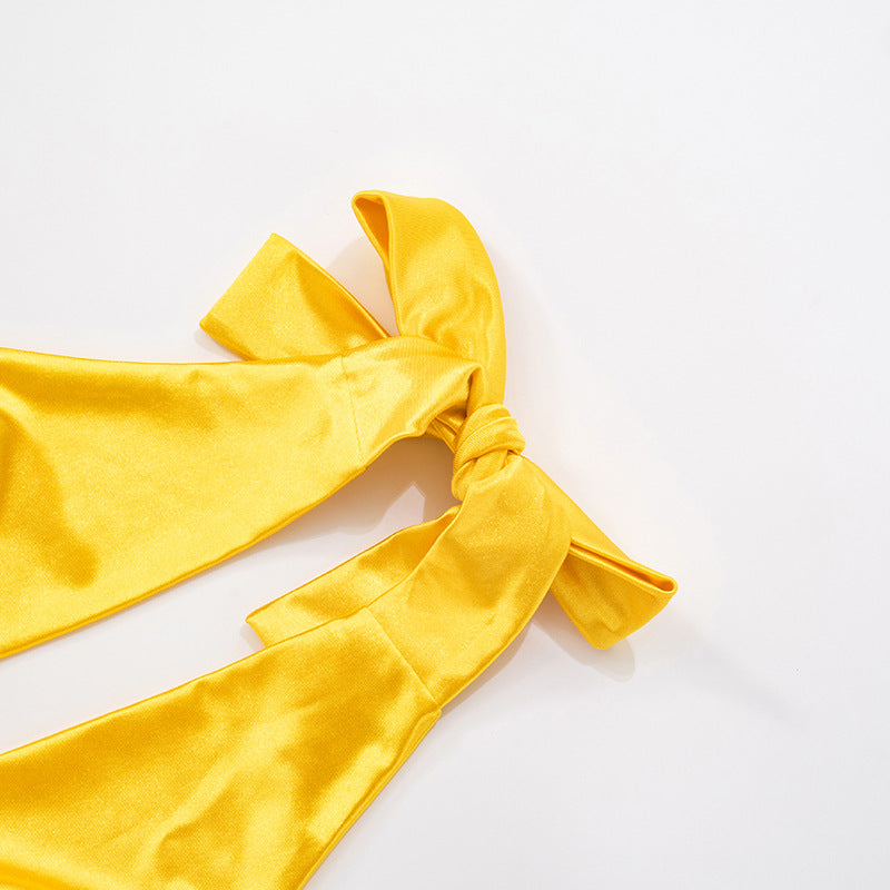 Women Sexy Halter Neck Swinging Neck Tie-Up Top Shorts Two-Piece Set 17