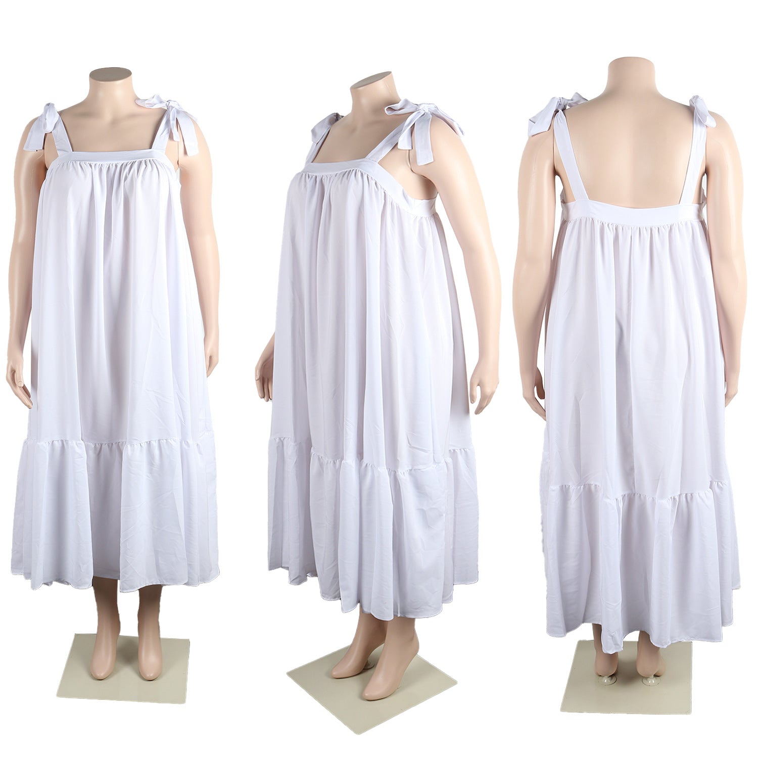 Sexy Plus Size Solid Strap Loose Dress 8