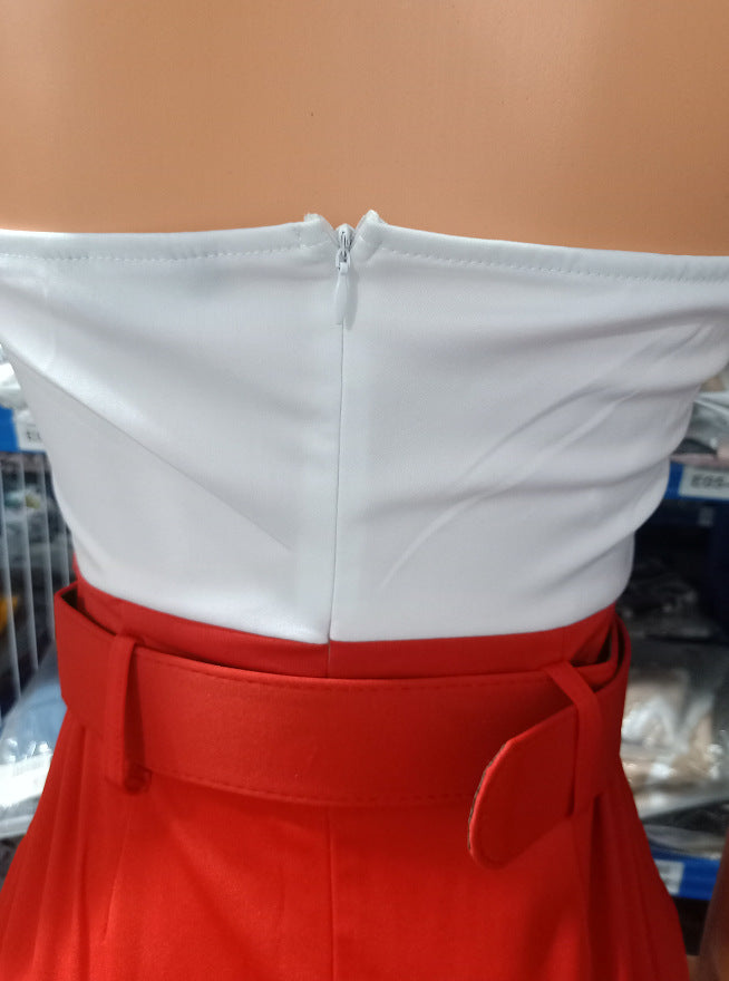 Women Summer Sexy Off Shoulder Strapless Belt Dress 3