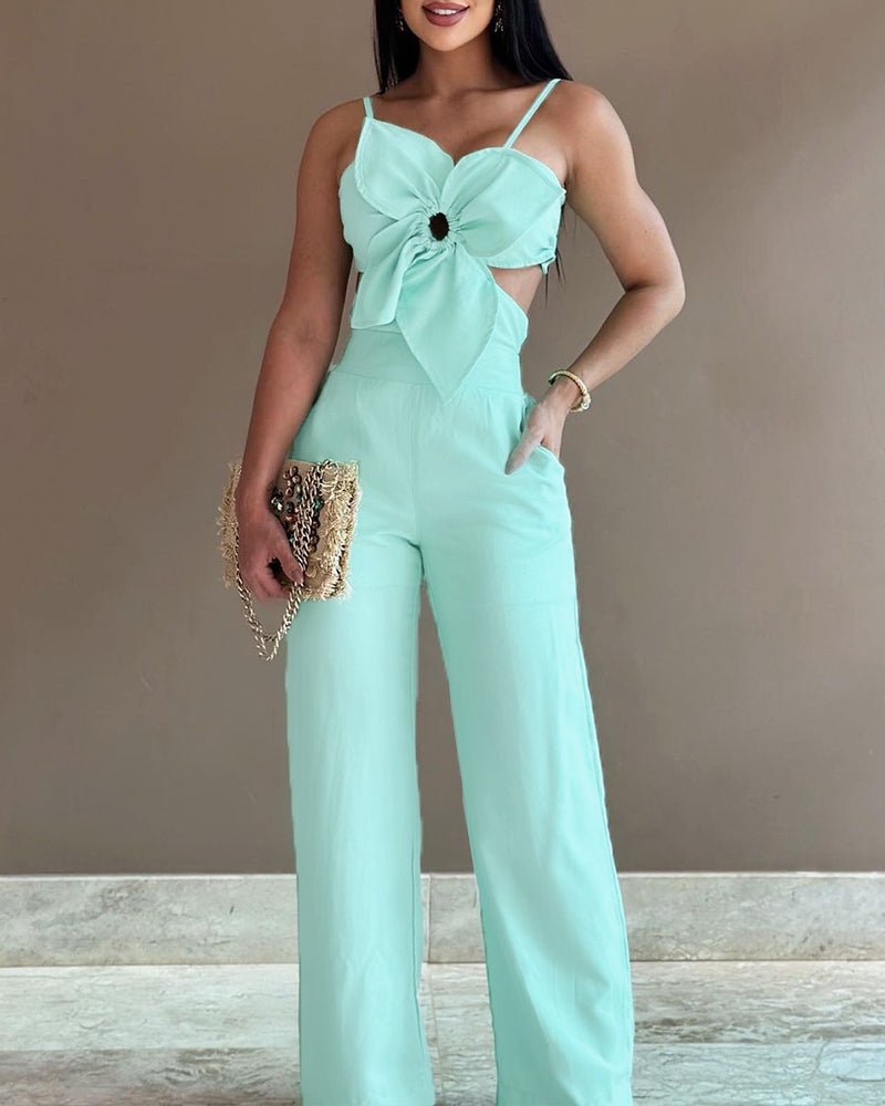 White Floral Strap Jumpsuit 10