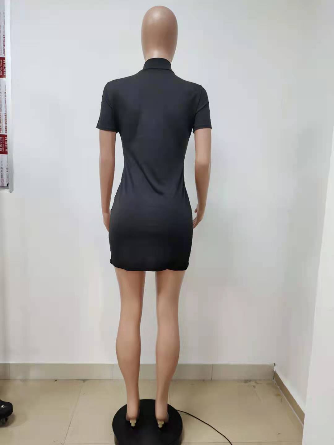 Women Sexy Letter Print Round Neck Mini Dress 6