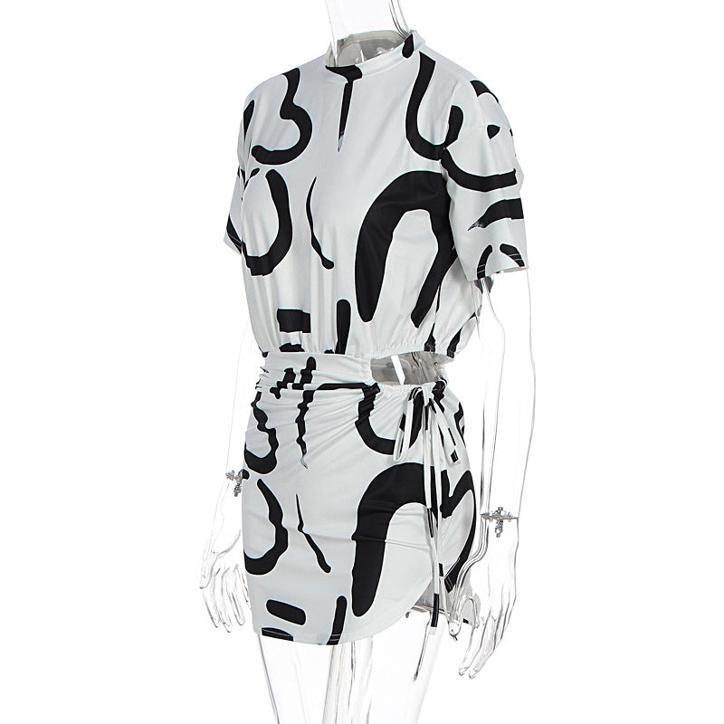 Women Summer Tie-Dye Gathered Bodycon Dress 13