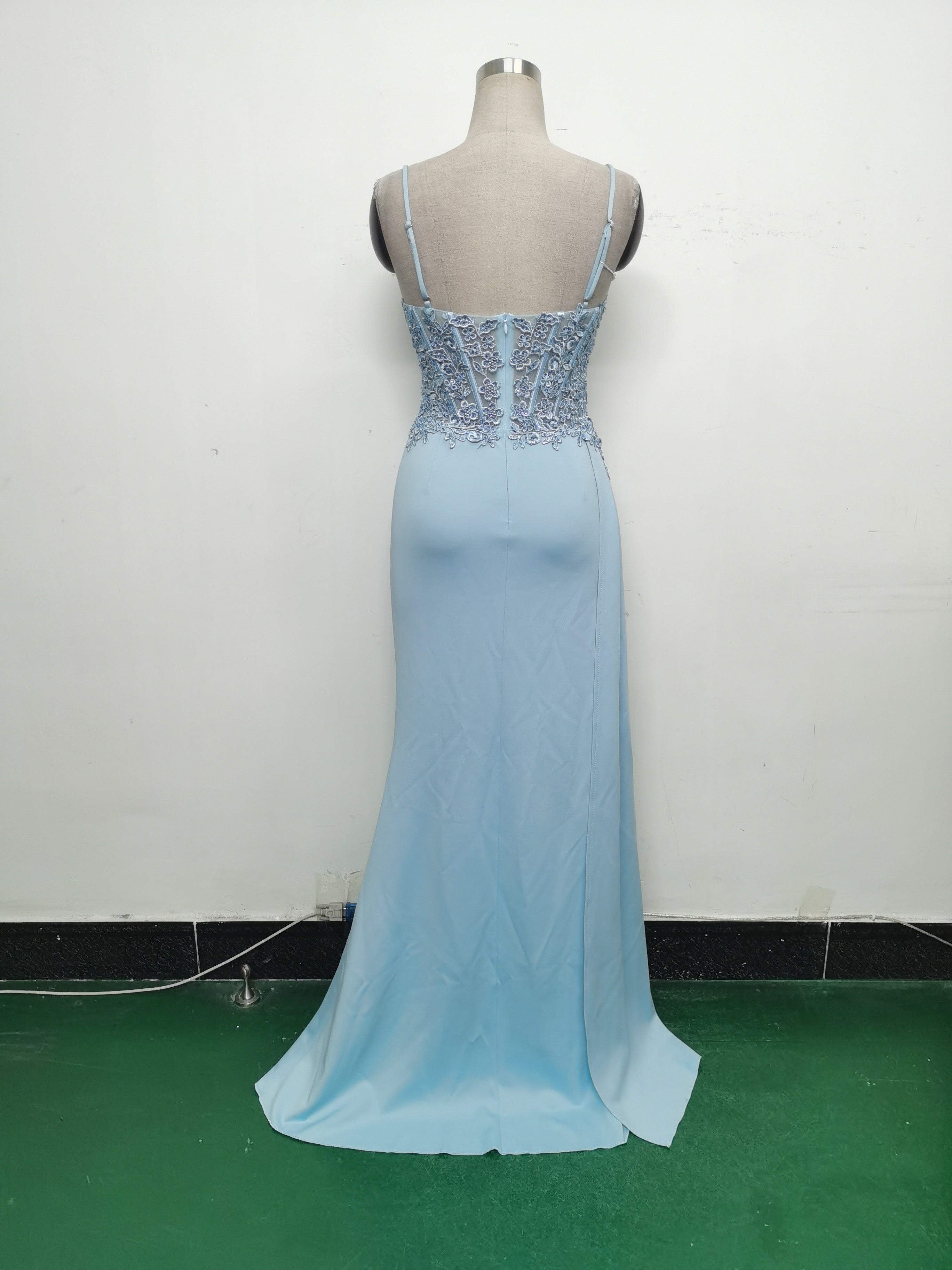 Women Beaded Flowered Fishbone Evening Dress 33