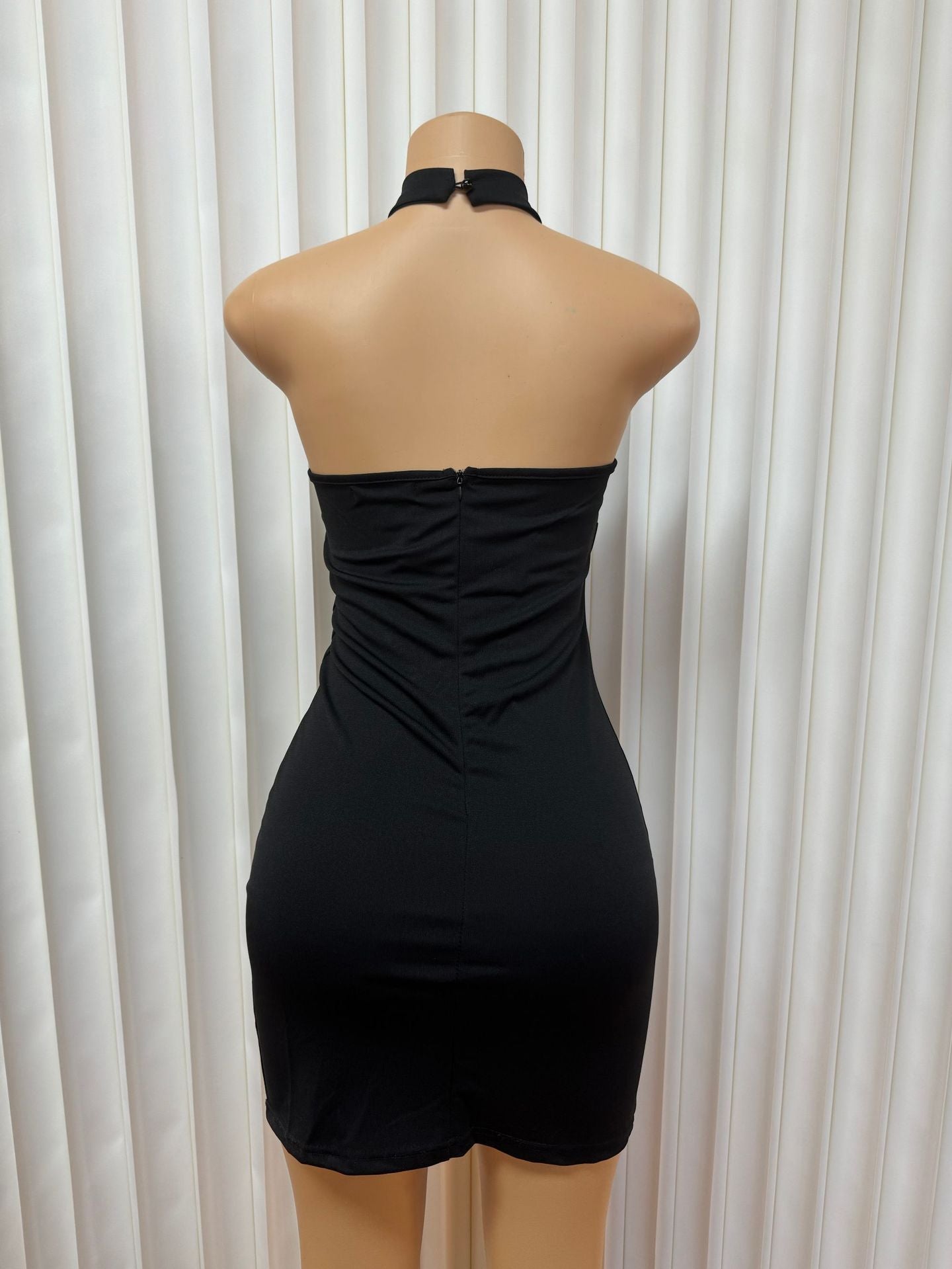Solid color Halter Neck diamond Low Back Bodycon evening dress for women 10