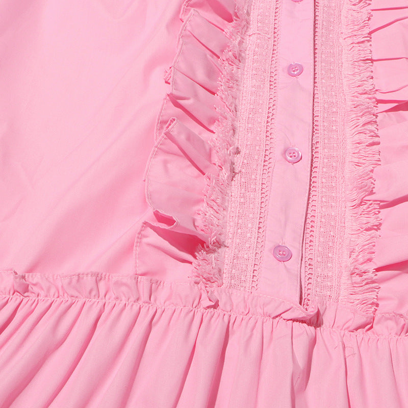 Women's Sleeveless Ruffle Chic Slim Waist Fashion Long Dress 25