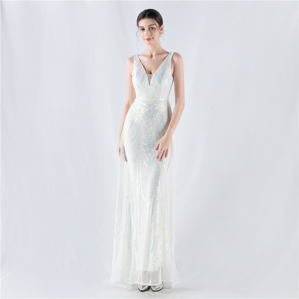 Women Beaded Beaded Sequin Evening Dress 16