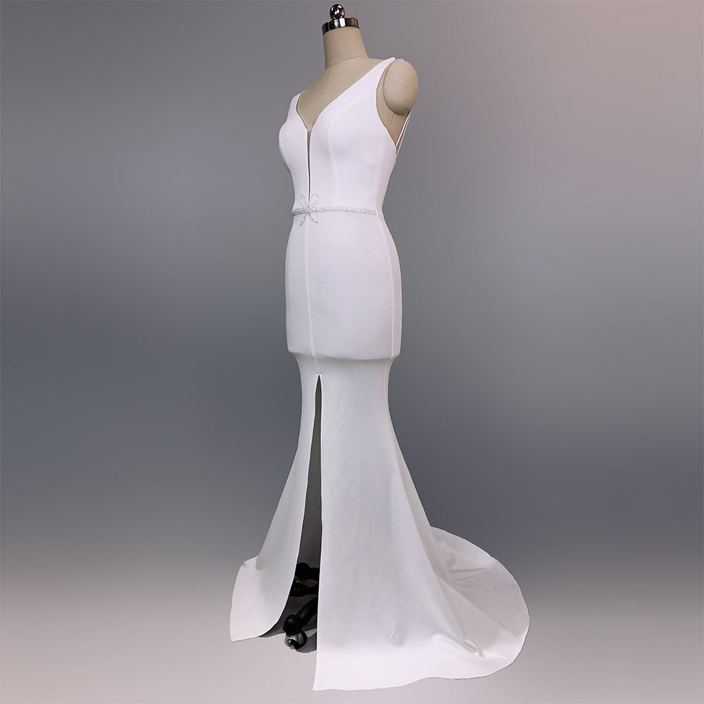 Ladies Summer Sexy V Neck Mermaid Evening Dress 20