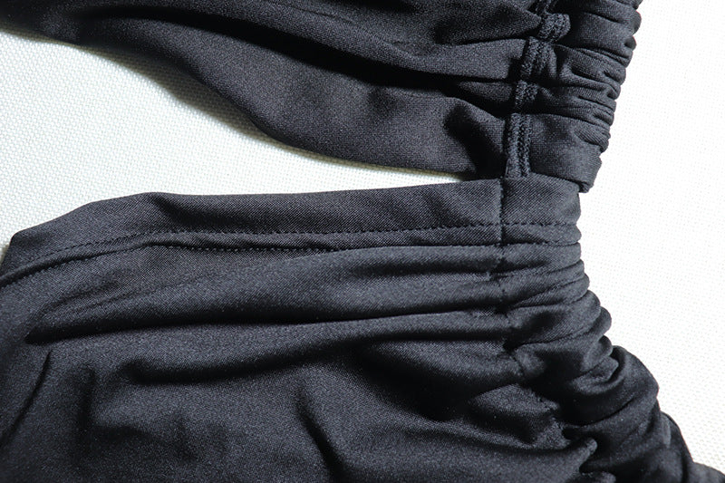 Women Sexy Slash Shoulder Solid Backless Slit Dress 8