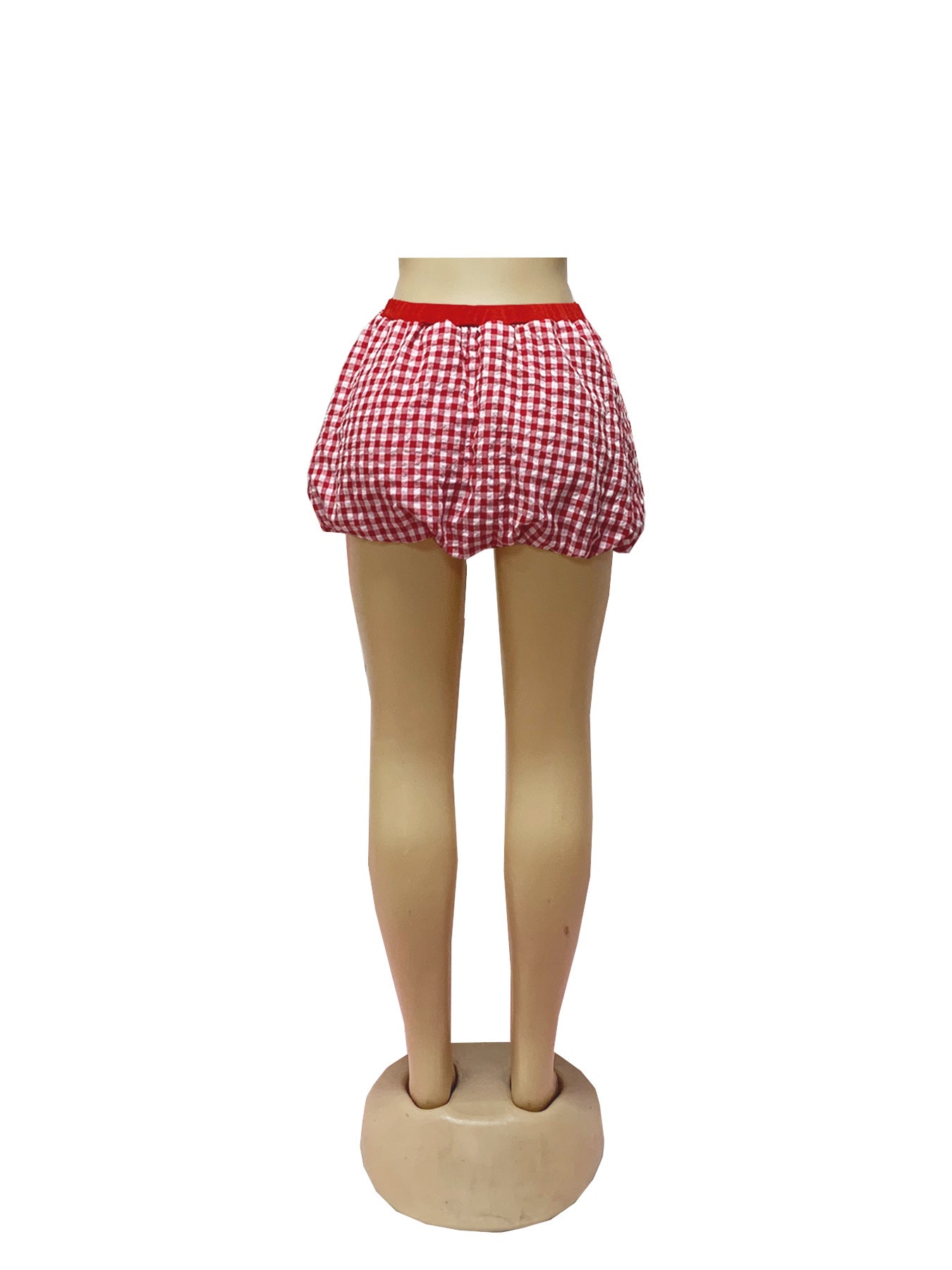 Y2K Puffy Elastic Waist Plaid Bubble Skirt 5