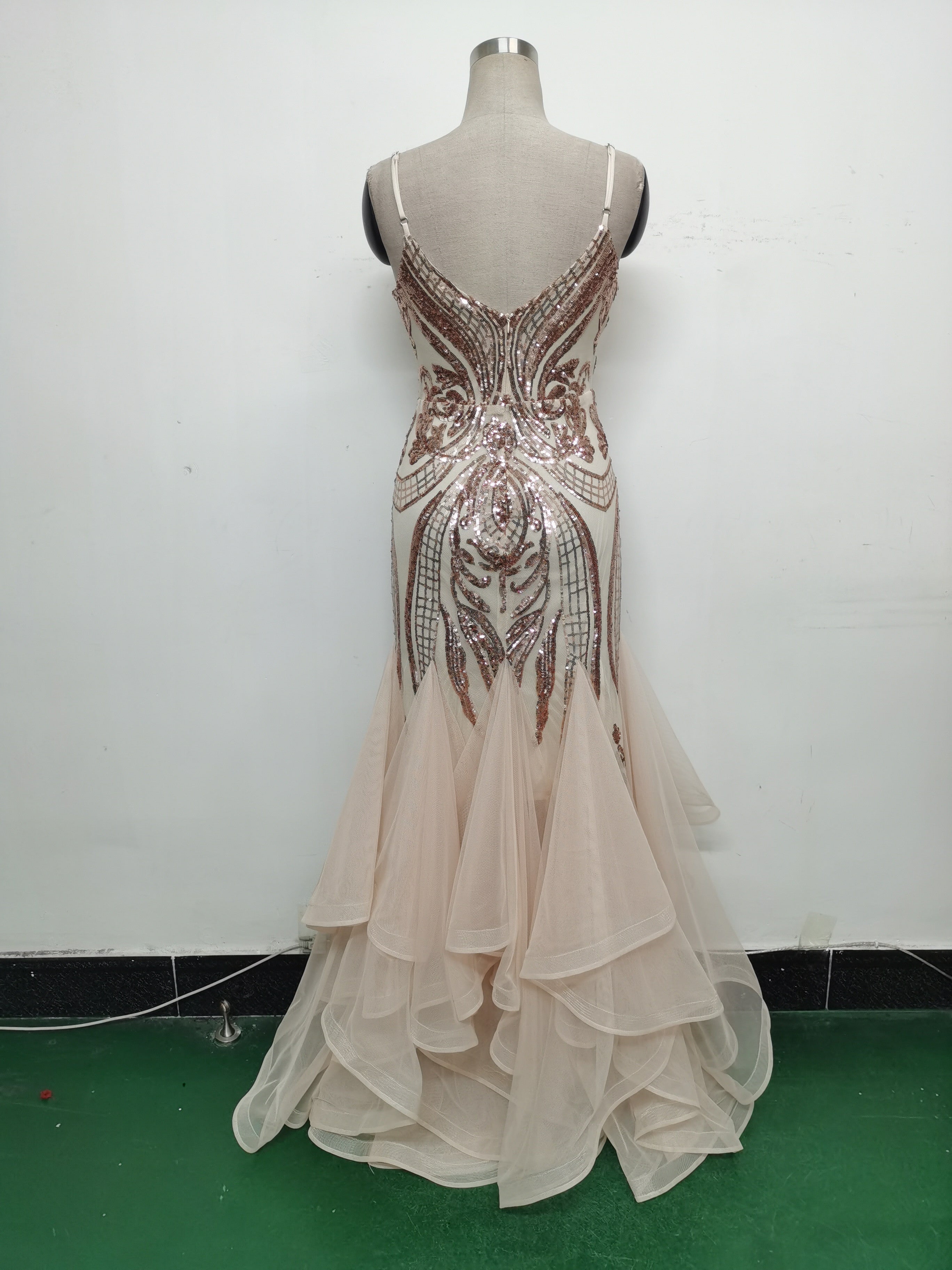 Women Sequin Patchwork Mesh Evening Dress 29