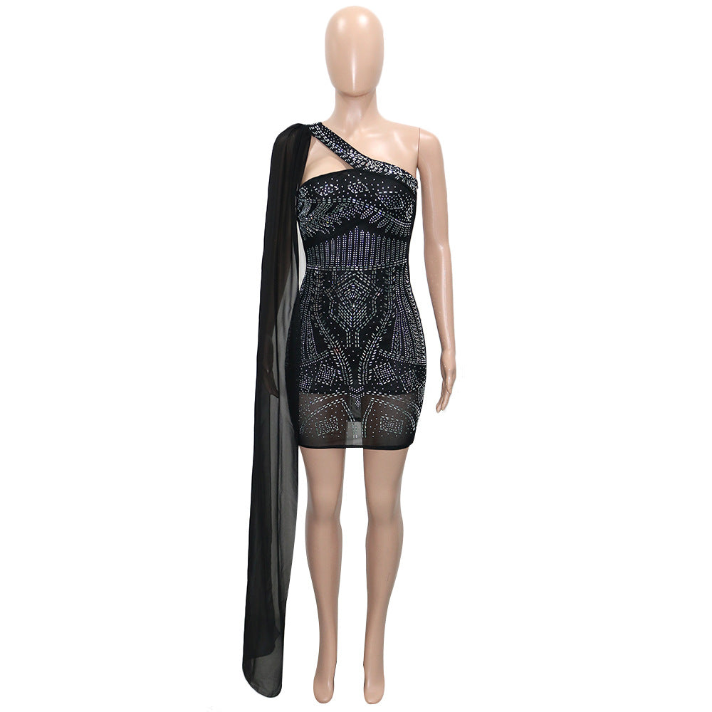 Sexy Cutout Low Back Beaded Cape Sleeve Women'S Party Evening Dress 12