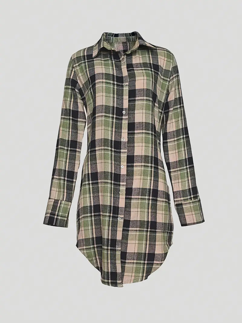Women Plaid Casual Dress 4