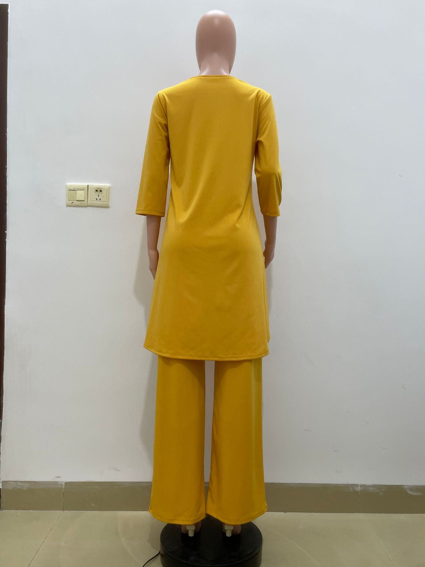 Women Irregular Hem Solid Top and Pant Two-piece Set 11