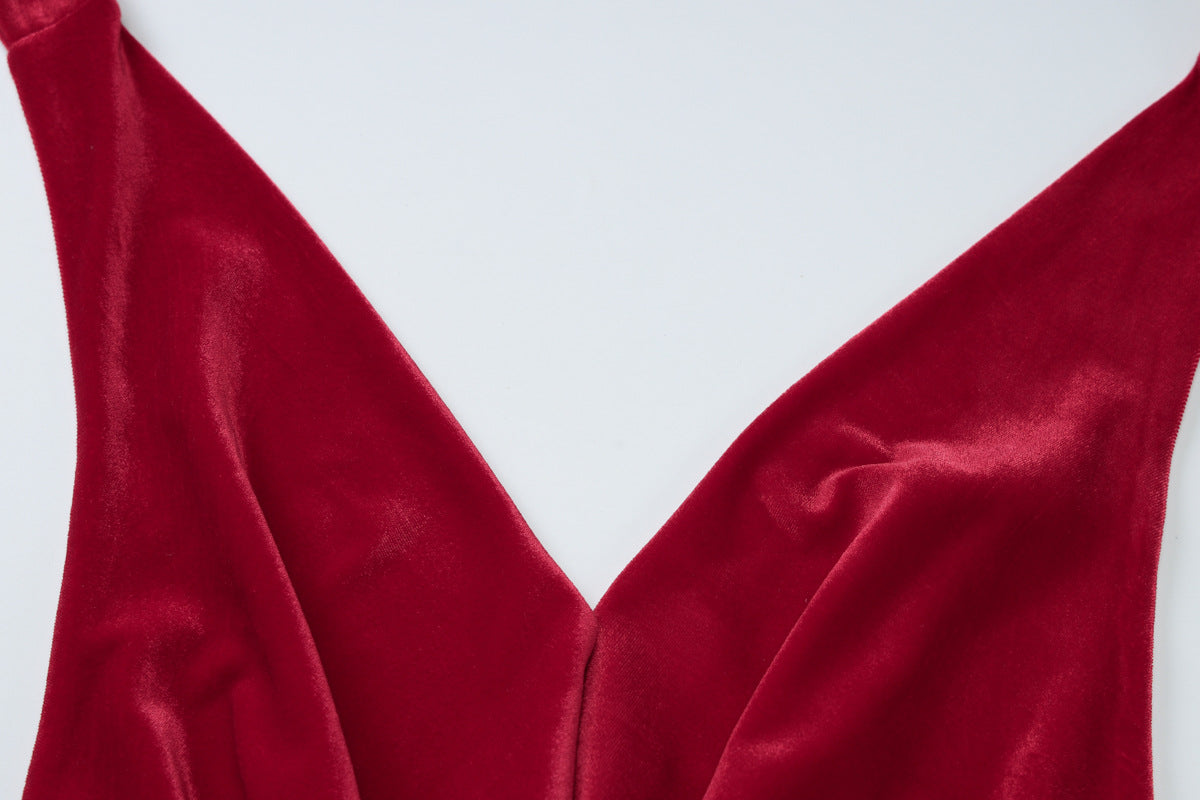 Women's Spring Summer Fashion Sexy Low Back Slit Halter Neck Lace-up Sleeveless Dress 11