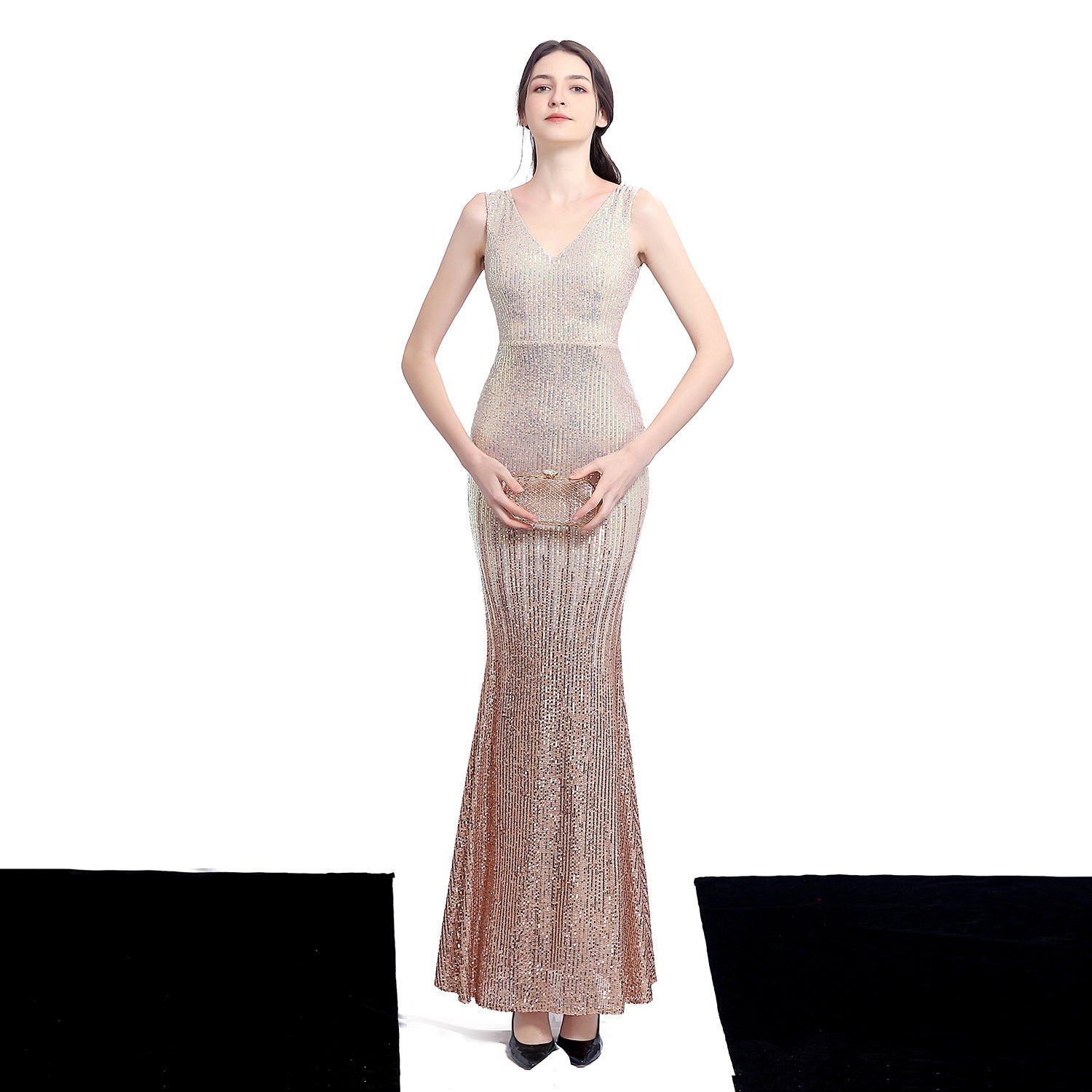 Women Sequined Formal Party Elegant Mermaid Evening Dress 7