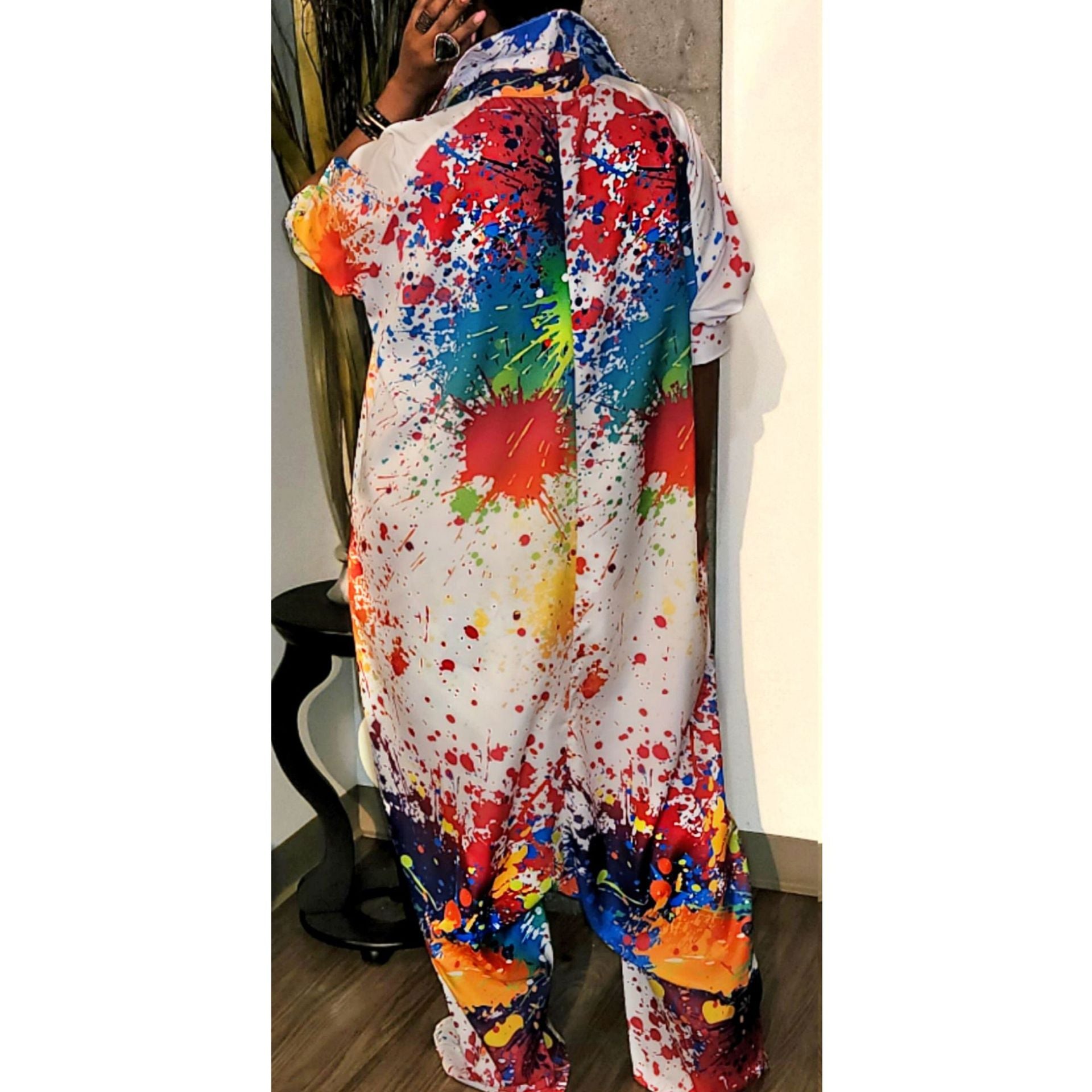 Women'S Multicolor Print Loose Jumpsuit Cargo Pants 5