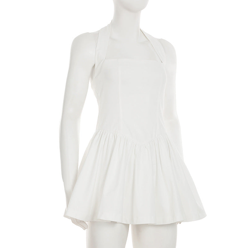 Women pleated Patchwork Mini Strap Dress 7