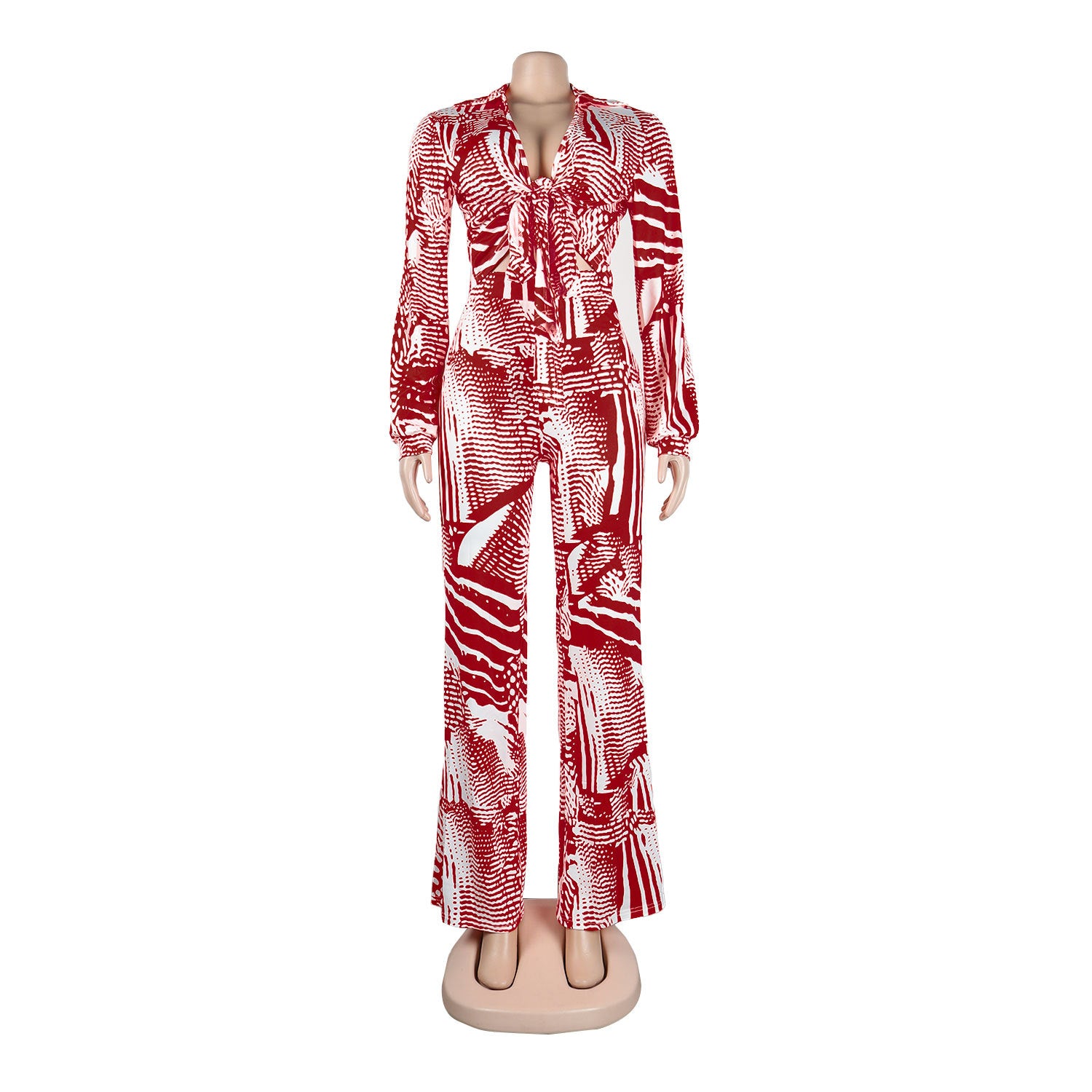 Sexy Printed Nightclub Lace-Up Two-Piece Pants Set 13