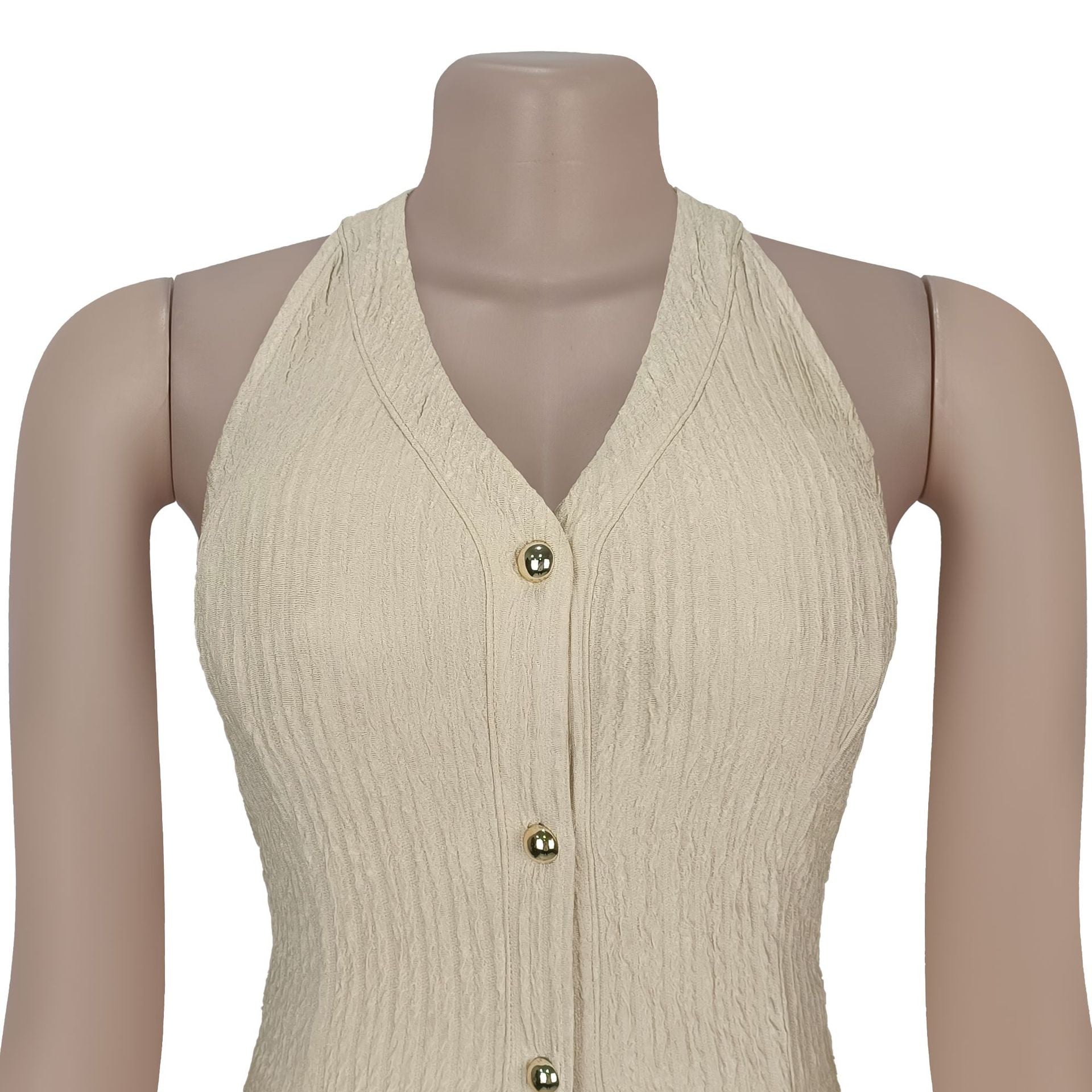 Fashion Women's Casual Halter Neck Lace-Up Top & Pants Two-Piece Set 22