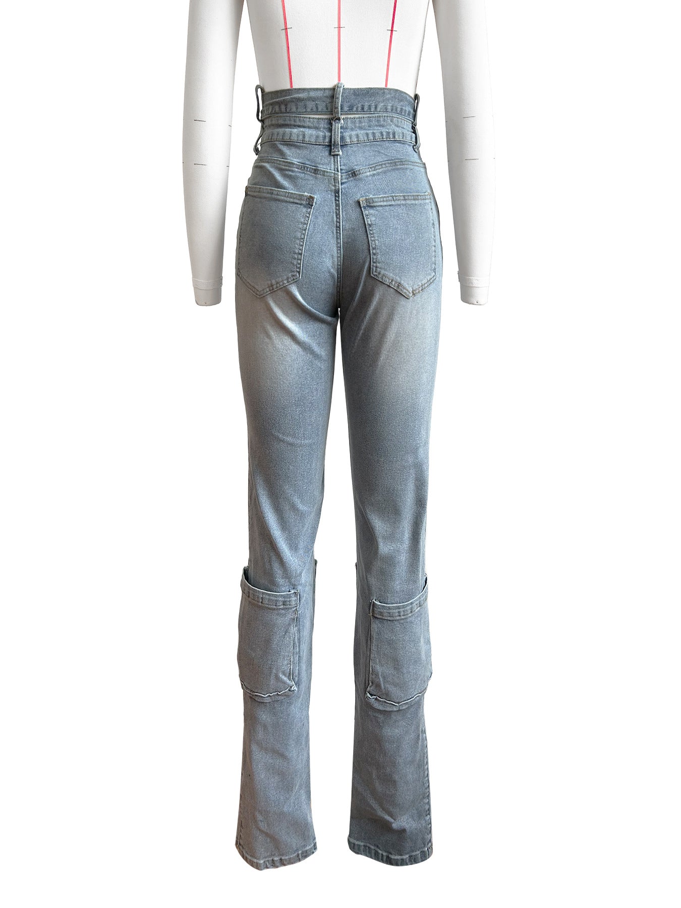 Women's Double Waist Stylish Pocket Denim Pants 7