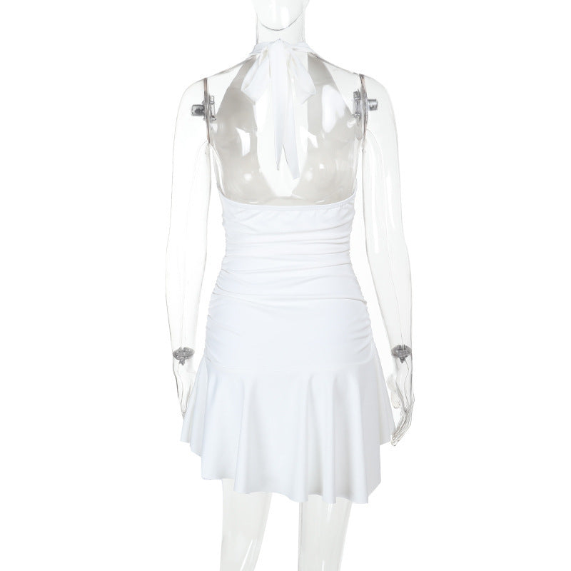 Fashion Deep V Slim Waist Asymmetric Hem Dress 6